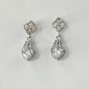 Sterling silver cz dangle drop earrings Victorian revival